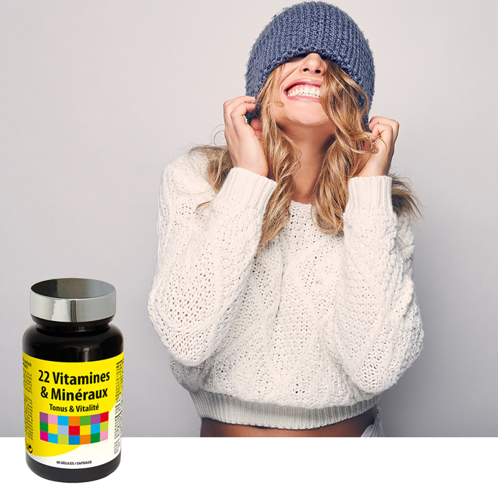 22 Vitamines & Minéraux - Aide à réduire la fatigue - 60 gélules