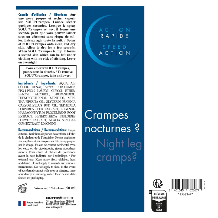 Solucrampes Spray - Apaise les contractions musculaires - Spray 50 ml