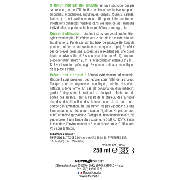 STOPIQ Protection Maison - Barrière insectes - Spray de 250 ml