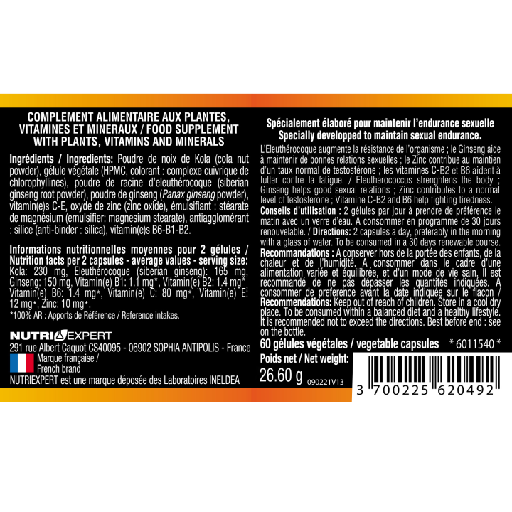 Sex Control - Maintient le taux de testostérone - 60 gélules