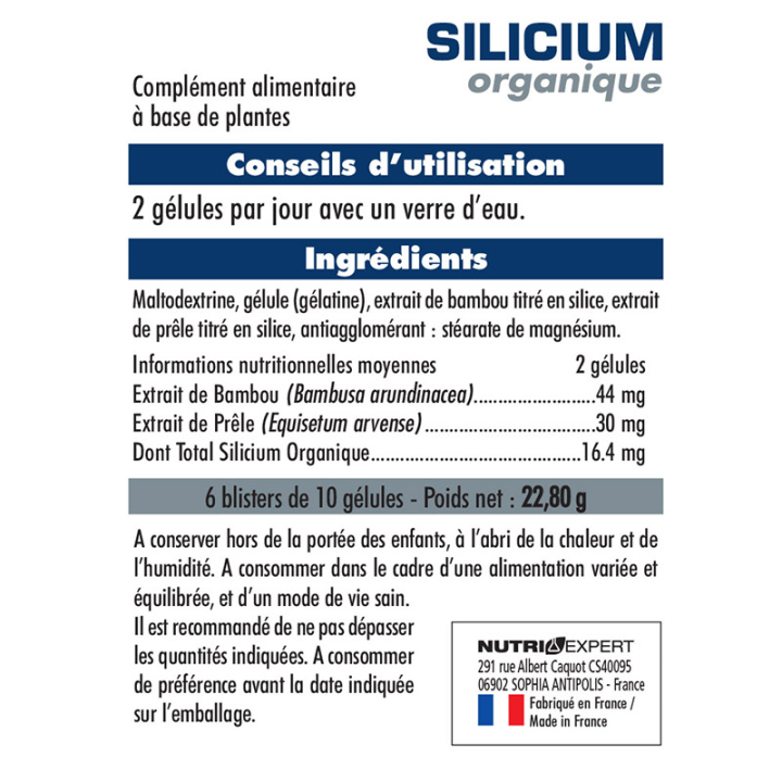 Silicium Organique - Maintient les articulations souples - 60 gélules
