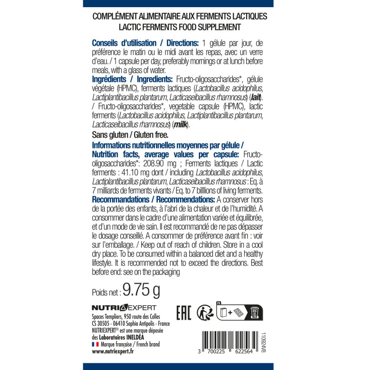 Probiotiques Dynamisés - 7 milliards de ferments lactiques - 30 gélules